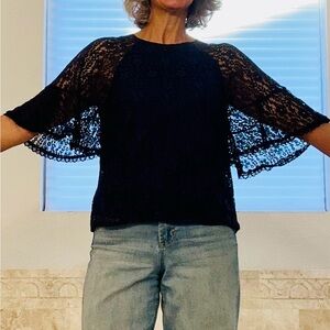 Beautiful Navy Blue Lace Blouse